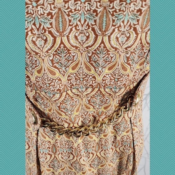 Etcetera Paisley Brocade Golden Chainlink Sheath Dress - Picture 2 of 6